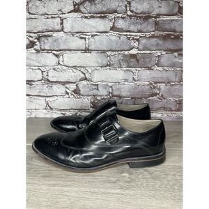 Clarks TOR Ltd England Black Leather Monk Strap Wingtip Shoes Men Sz 9M US/42EU